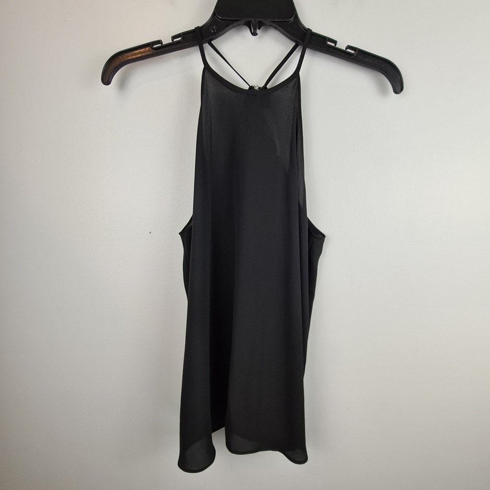 Ann Taylor LOFT Petites Black Halter Blouse Strappy Back Chiffon Top XSP